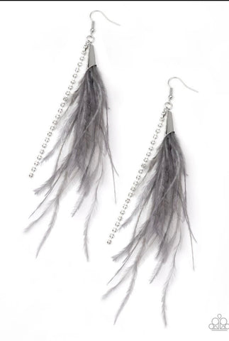 Showstopping Showgirl- Silver Earrings