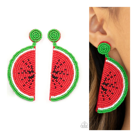 You Are One In A Melon- Red Post Earrings
