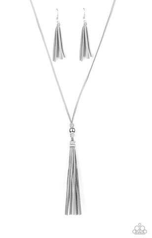 Hold My Tassel- Silver Necklace