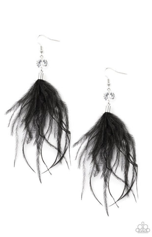 Feathered Flamboyance- Black Earrings