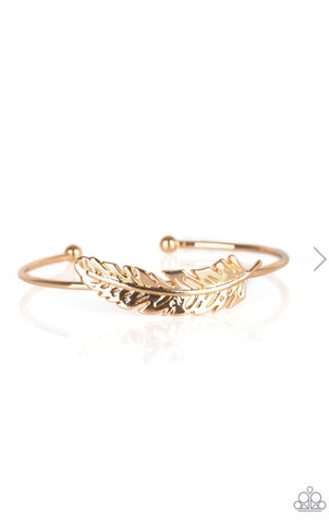 How Do You Like This Feather- Gold Bracelet
