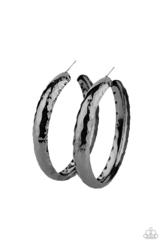 Check Out These Curves- Black Hoop Earrings