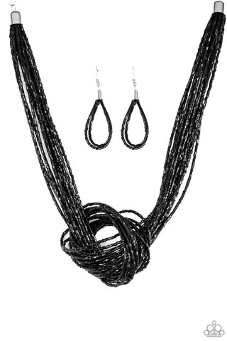 Knotted Knockout- Black Necklace