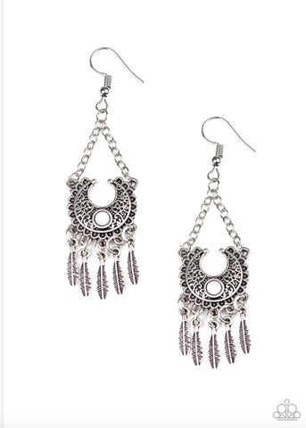 Fabulously Feathered- White Earrings