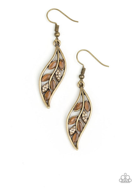 Sparkling Stems- Brass Earrings