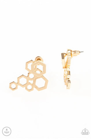 Six-sided Shimmer- Gold Earrings