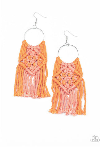 Macrame Rainbow- Orange Earrings