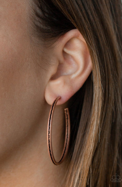 Texture Tempo- Copper Hoop Earrings