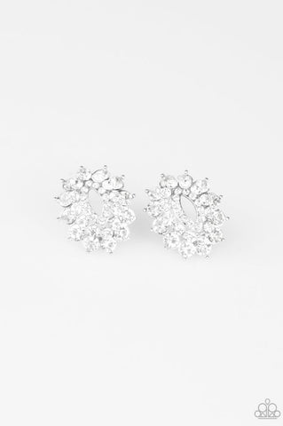 Brighten The Moment- White Post Earrings