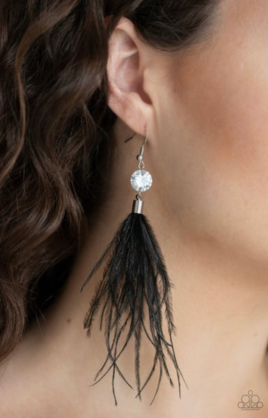 Feathered Flamboyance- Black Earrings