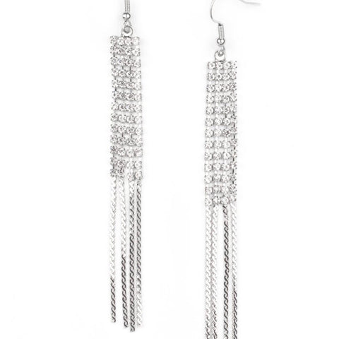 Rhinestone Romance- White Earrings