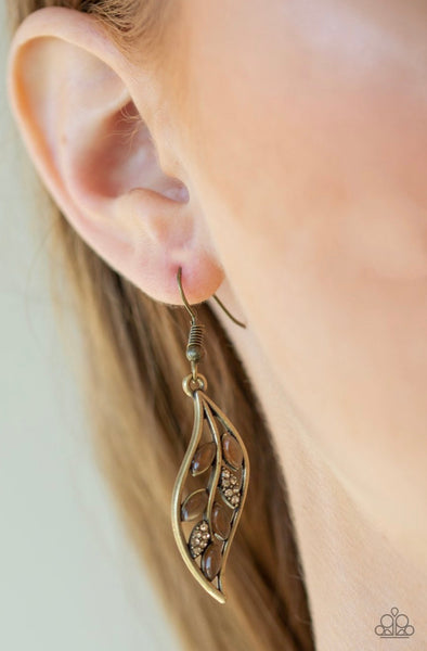 Sparkling Stems- Brass Earrings