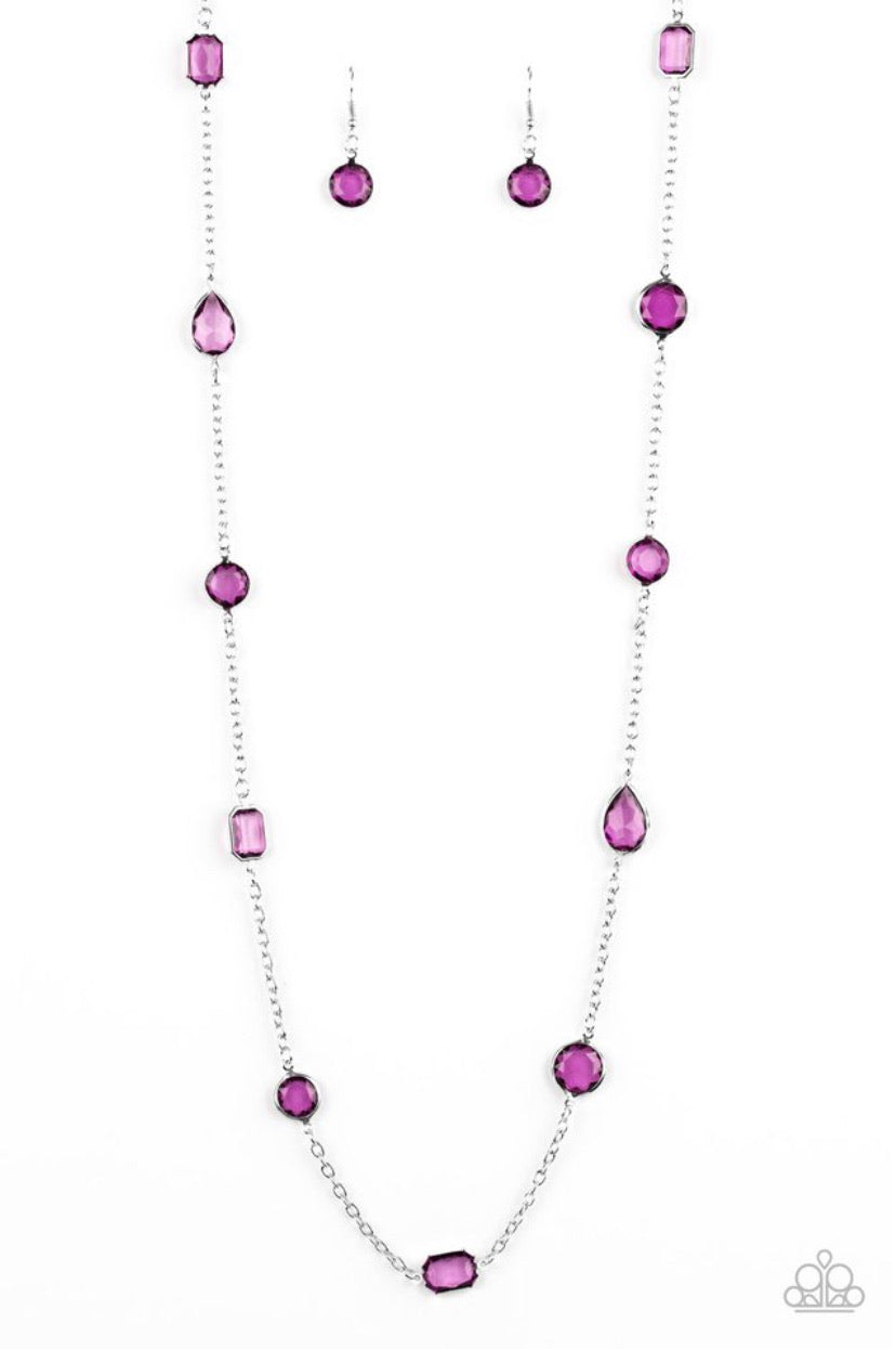 Glassy Glamorous- Purple Necklace