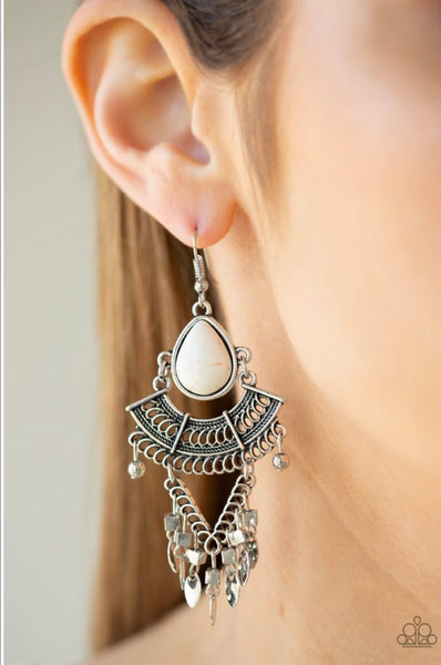 Vintage Vegabond- White Earrings