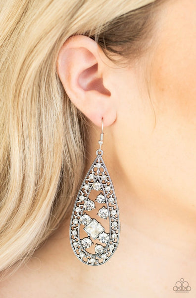 Drop-Dead Dazzle- White Earrings