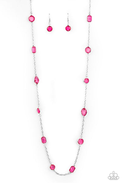 Glassy Glamorous- Pink Necklace