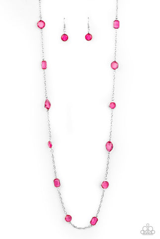 Glassy Glamorous- Pink Necklace