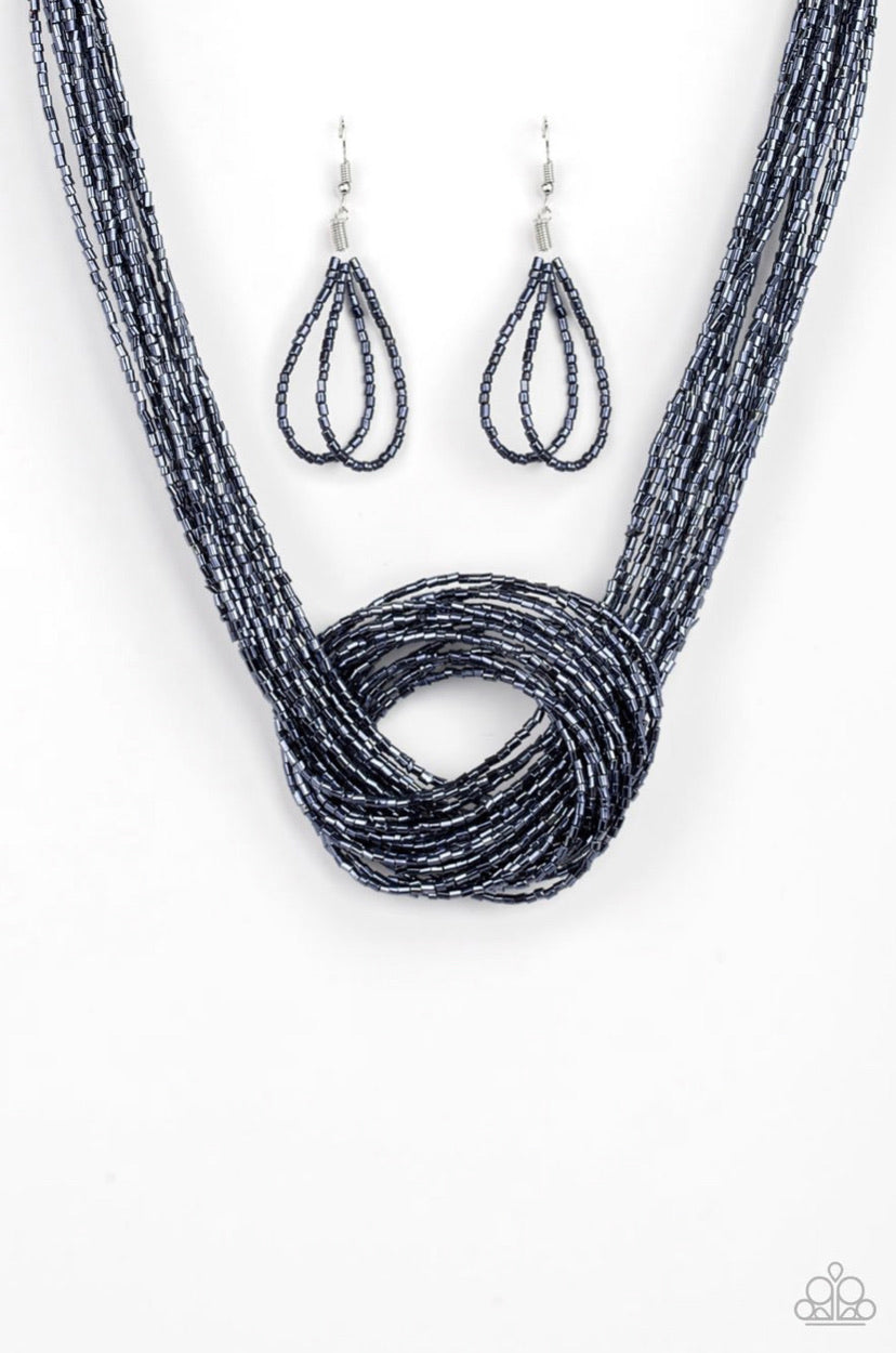 Knotted Knockout- Blue Necklace