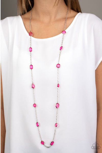 Glassy Glamorous- Pink Necklace