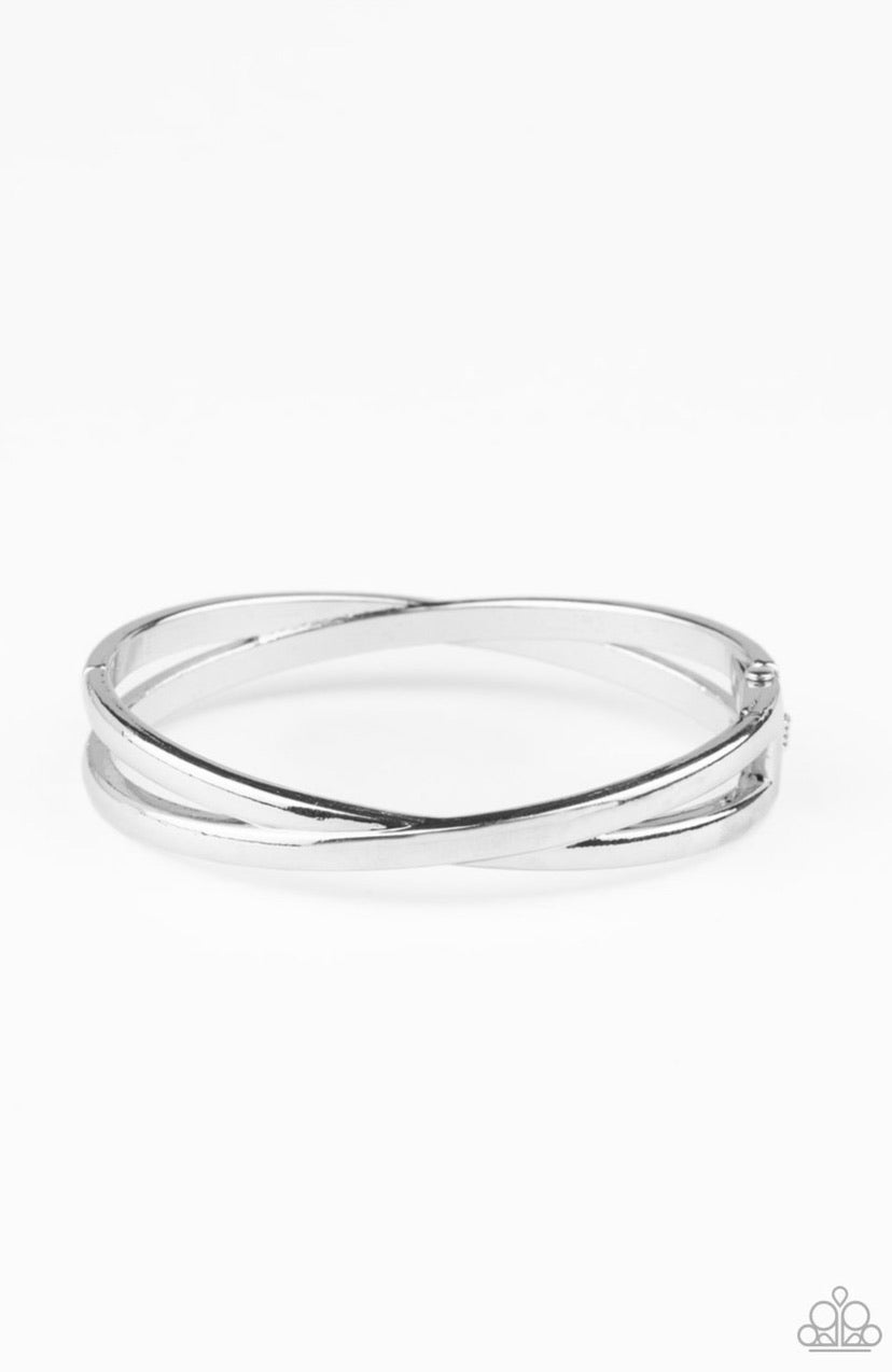 Crossing Over- Silver Bracelet