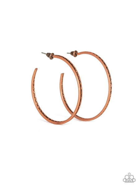 Texture Tempo- Copper Hoop Earrings