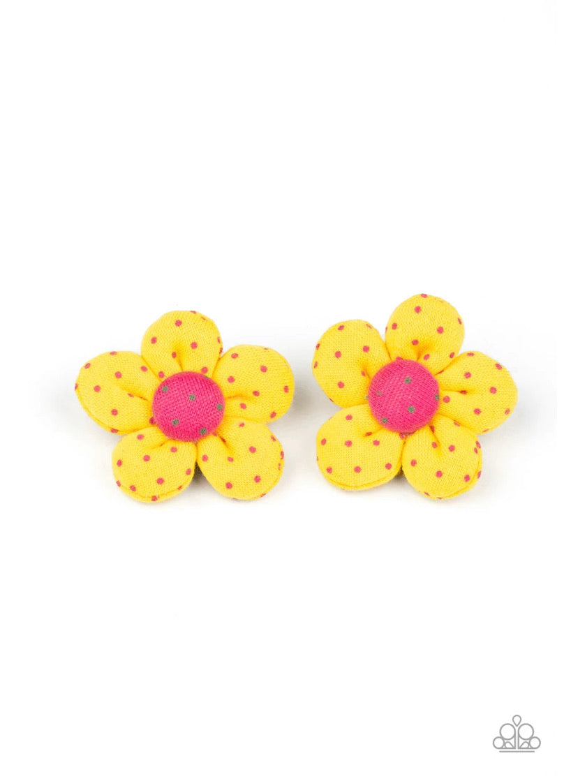 Polka Dotted Delight- Yellow Hair Clip