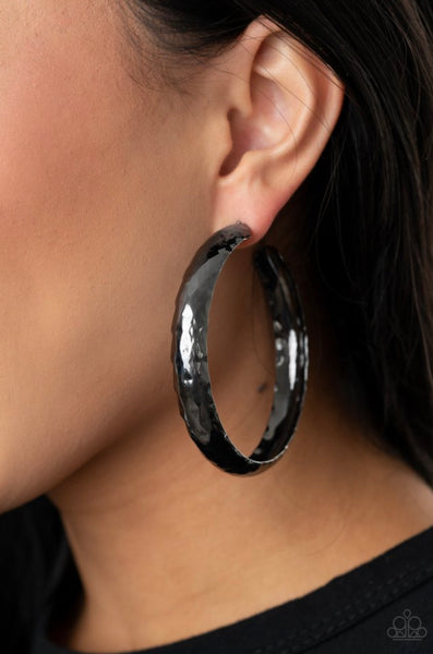 Check Out These Curves- Black Hoop Earrings