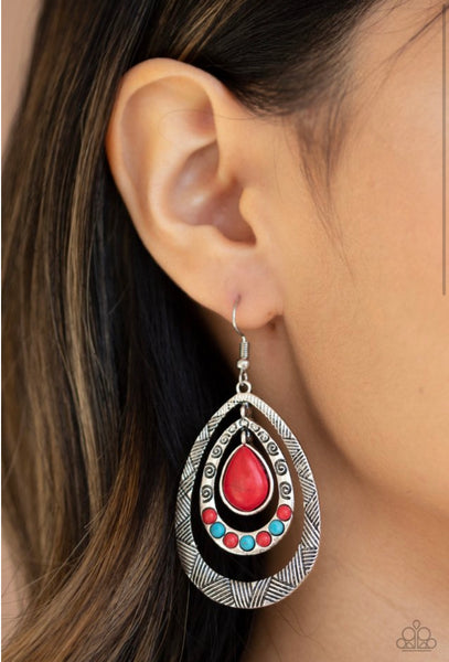 Terra Teardrops- Red Earrings