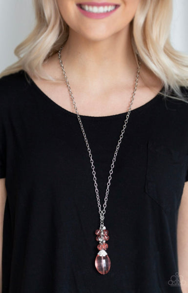 Crystal Cascade- Coral Necklace