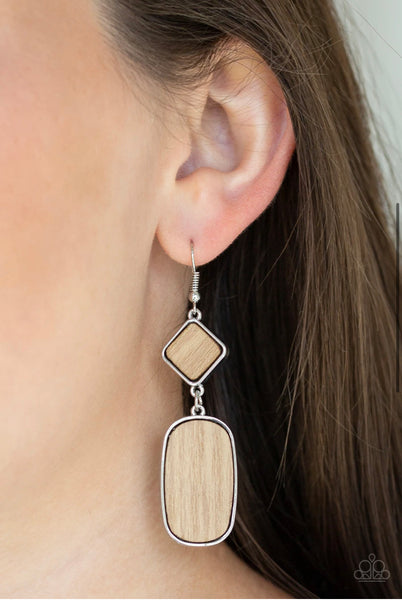 You Wood Be So Lucky- Brown Earrings