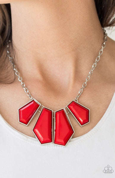 Get Up And Geo- Red Necklace