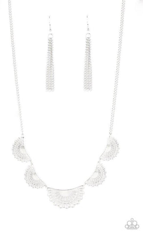 Fanned Out Fashion- Silver Necklace