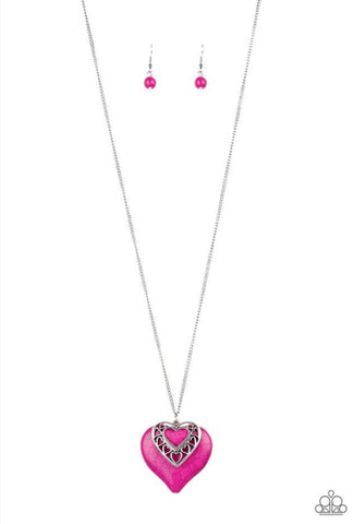 Southern Heart- Pink Necklace