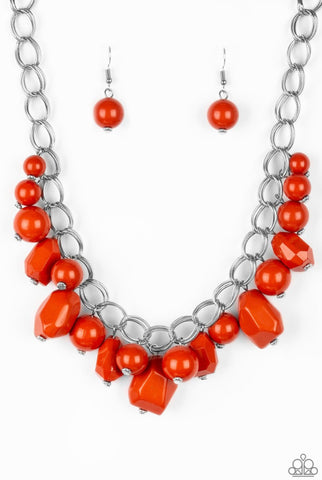 Gorgeously Globetrotter- Orange Necklace