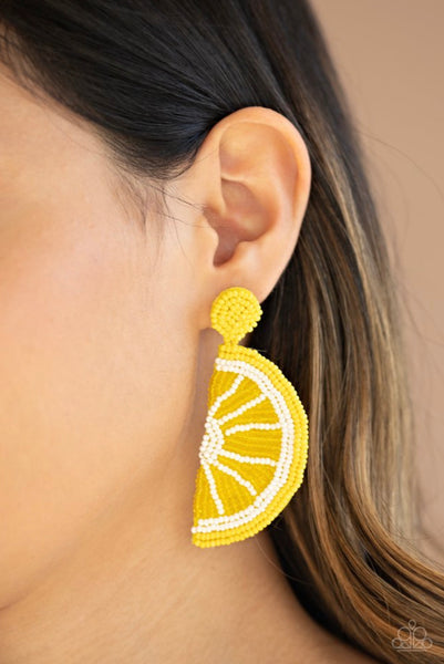 When Life Gives You Lemons- Yellow Post Earrings