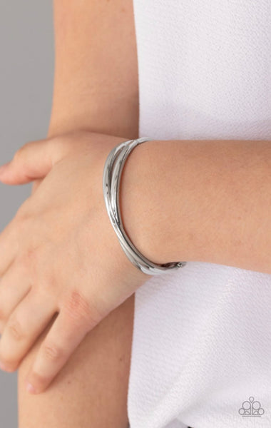 Crossing Over- Silver Bracelet