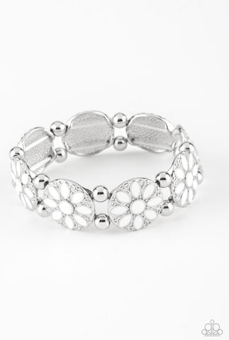 Dancing Dahlias- White Bracelet