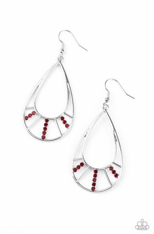 Line Crossing Sparkle- Red Earrings