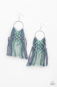 Macrame Rainbow- Blue Earrings