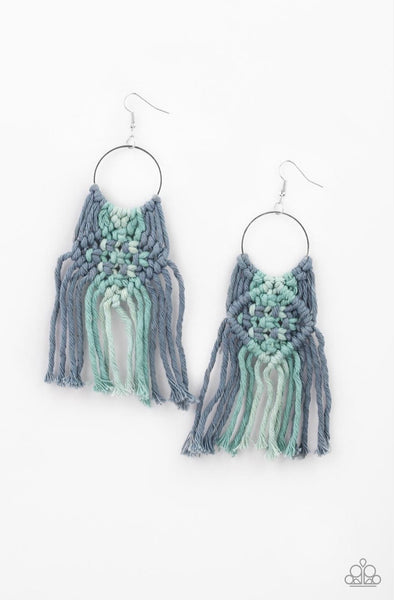 Macrame Rainbow- Blue Earrings