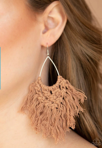 Oh Macrame, Oh My- Brown Earrings