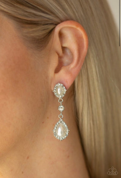 All-Glowing- White Post Earrings