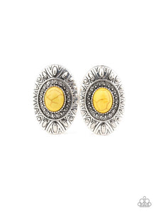 Stone Tiki- Yellow Post Earrings