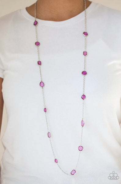 Glassy Glamorous- Purple Necklace