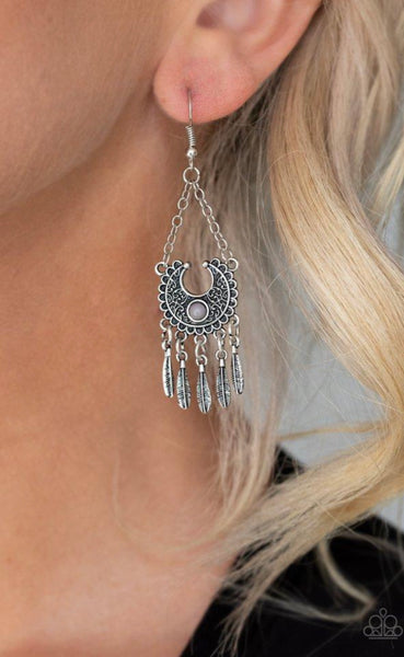 Fabulously Feathered- Silver Earrings