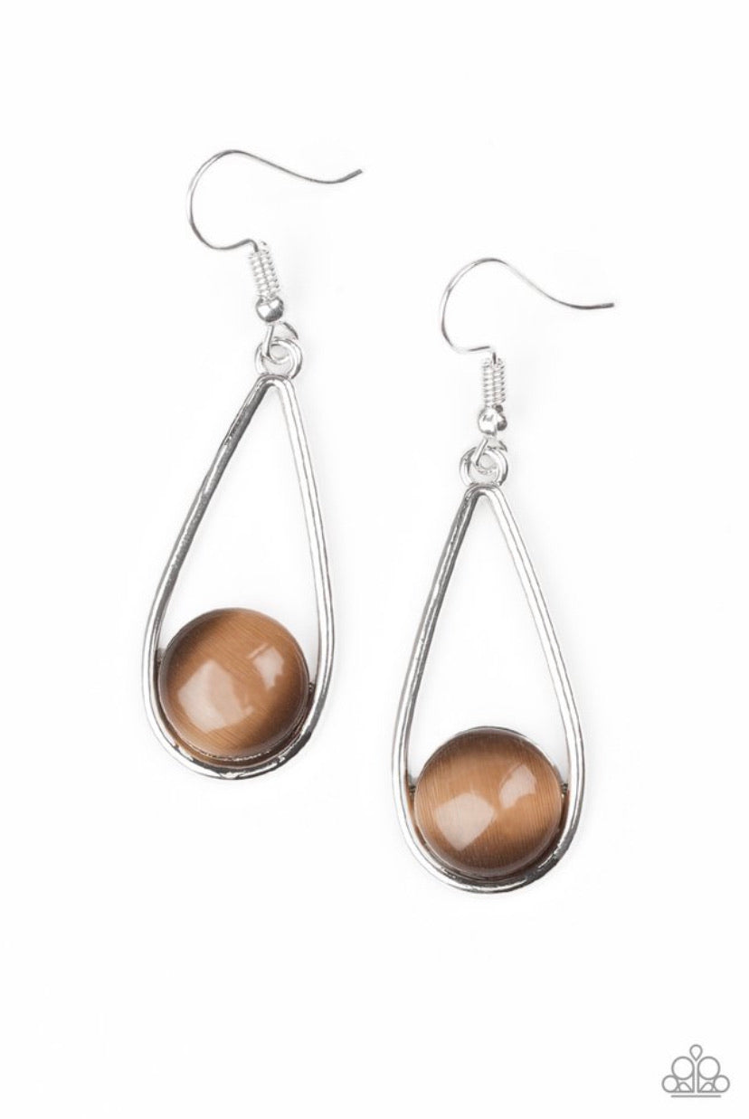 Over The Moon- Brown Earrings