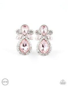 Celebrity Crowd- Pink Clip-On Earrings