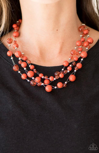 Set The World On Wire- Orange Necklace