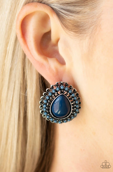 Beaded Blast- Blue Post Earrings