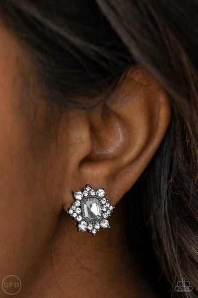 Interstellar Sparkle- Black Clip-On Earrings